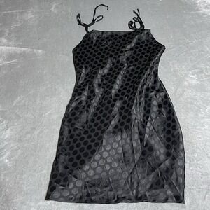 Altard State Dress Womens Medium‎ Black Polka Dot Satin Tie Straps Boho